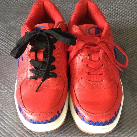 Champion 6 red leather sneakers for kids - Picture 2 of 16